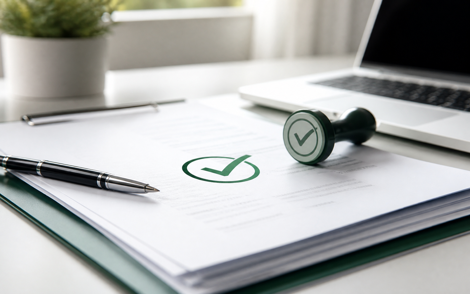 Approved documents with green check mark
